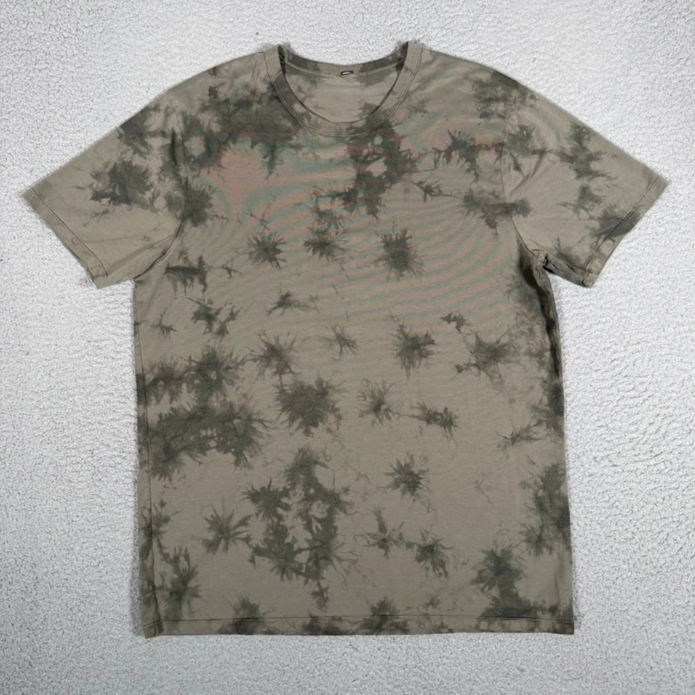 Lululemon Shirt Mens Medium Gray Tie Dye Fundamental Tee Casual Preppy Stretch